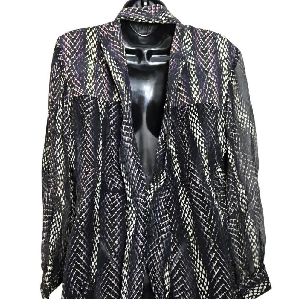 Animale Blouse Size 40 100% Silk Snakeskin Print Open Back Button Down - Picture 5 of 8